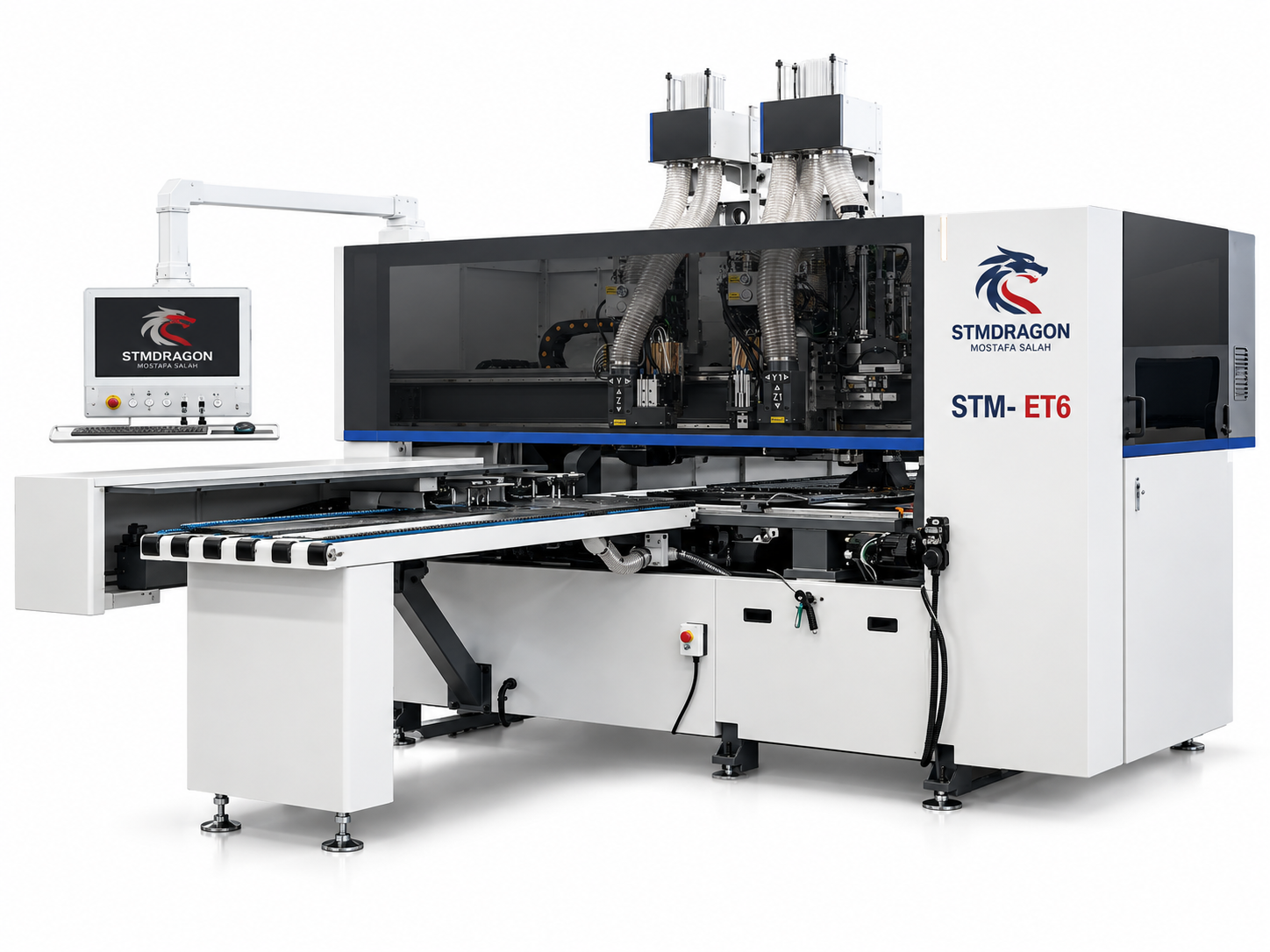 STMDRAGON STM-ET6 ATC CNC 6-Sided Drilling Machine with Double Drill Unit & 4 Milling Heads