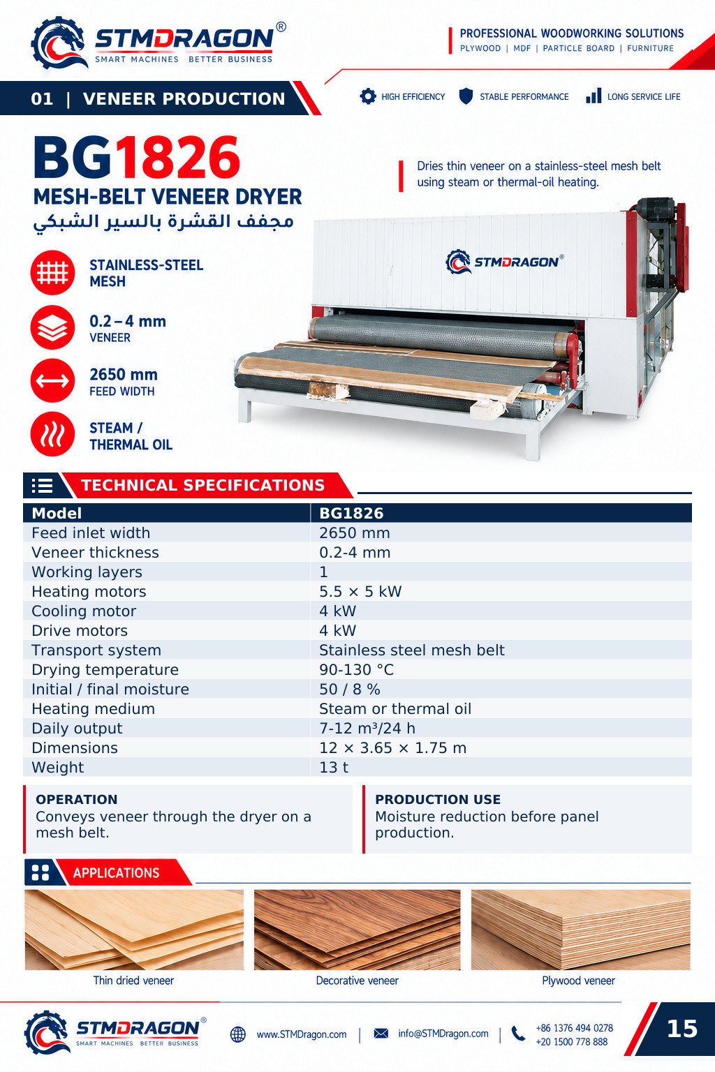 STMDRAGON BG1826 Mesh-Belt Veneer Dryer