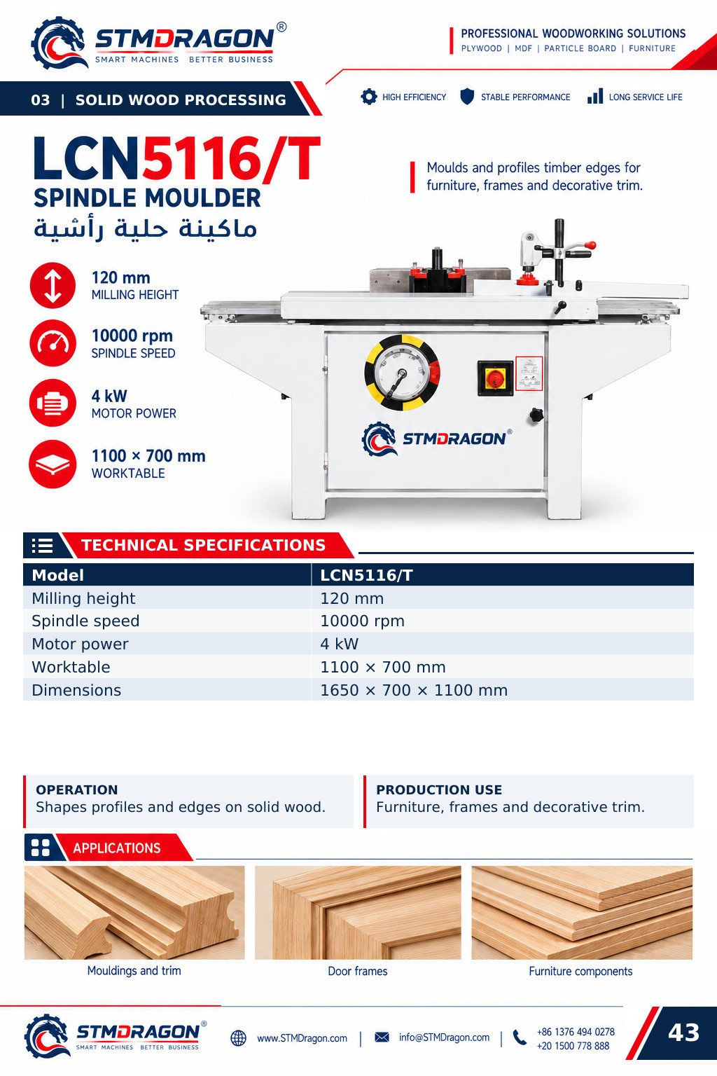 STMDRAGON LCN5116/T Spindle Moulder