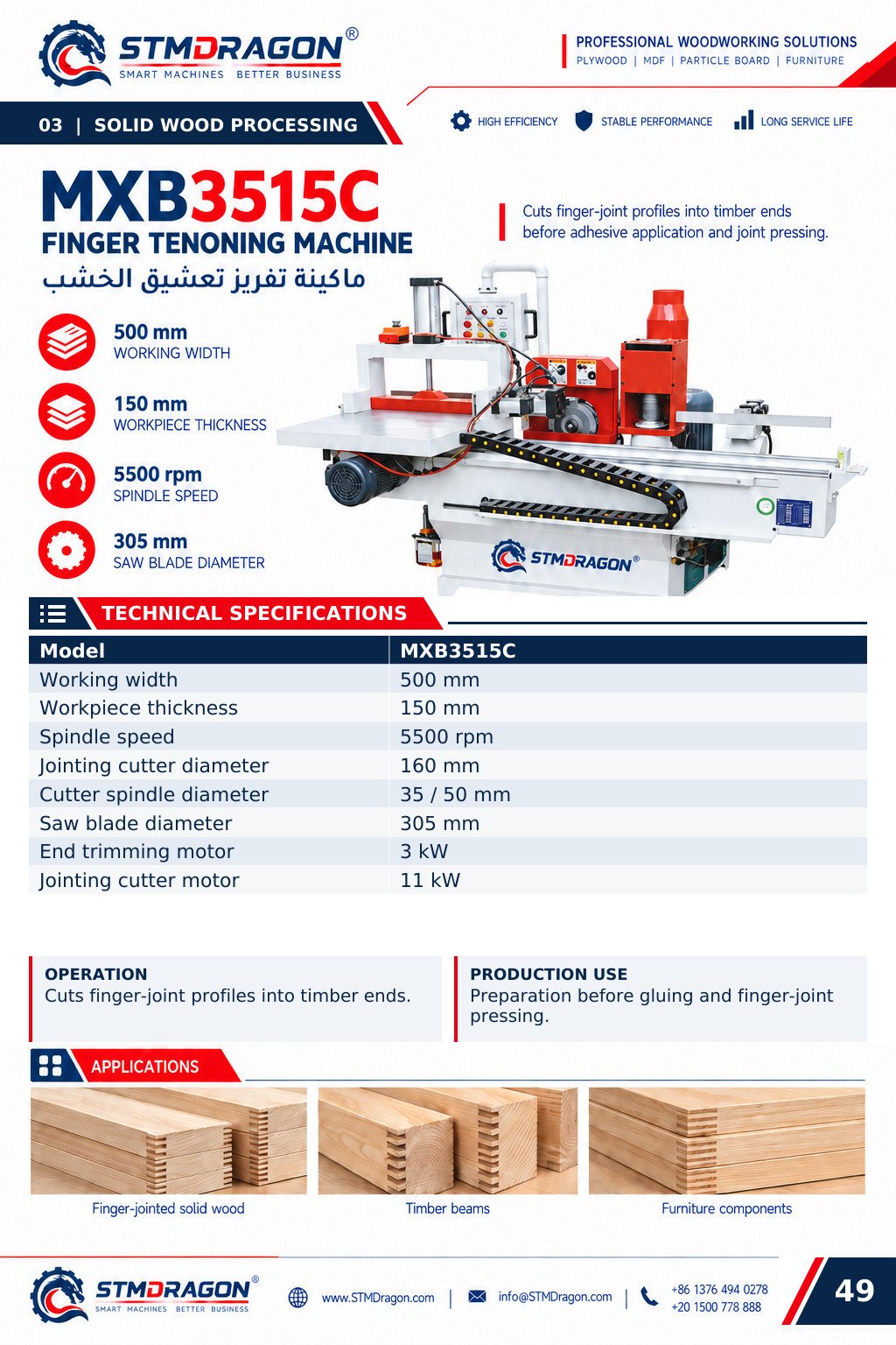 STMDRAGON MXB3515C Finger Tenoning Machine
