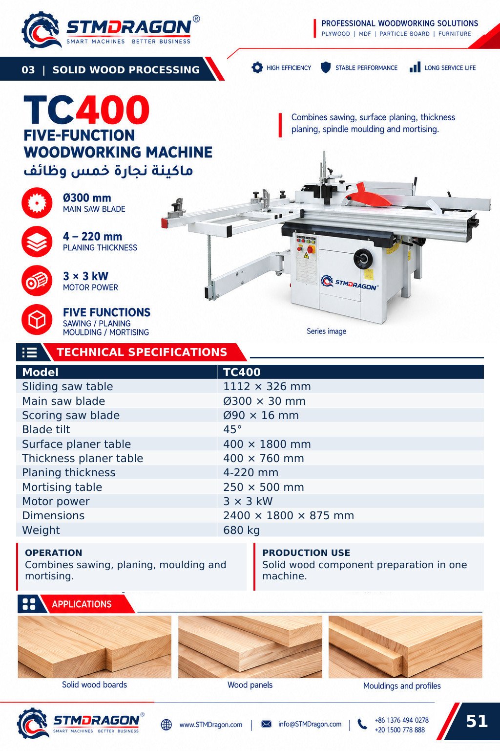STMDRAGON TC400 Máy chế biến gỗ năm chức năng