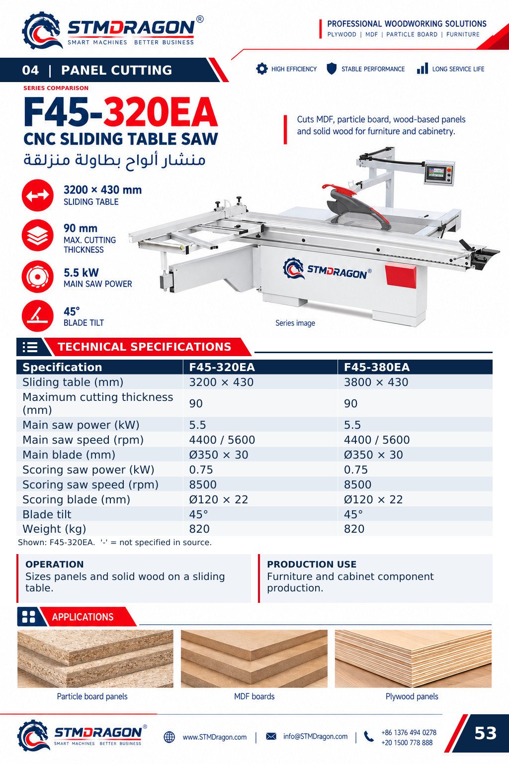 STMDRAGON F45-320EA CNC Sliding Table Saw