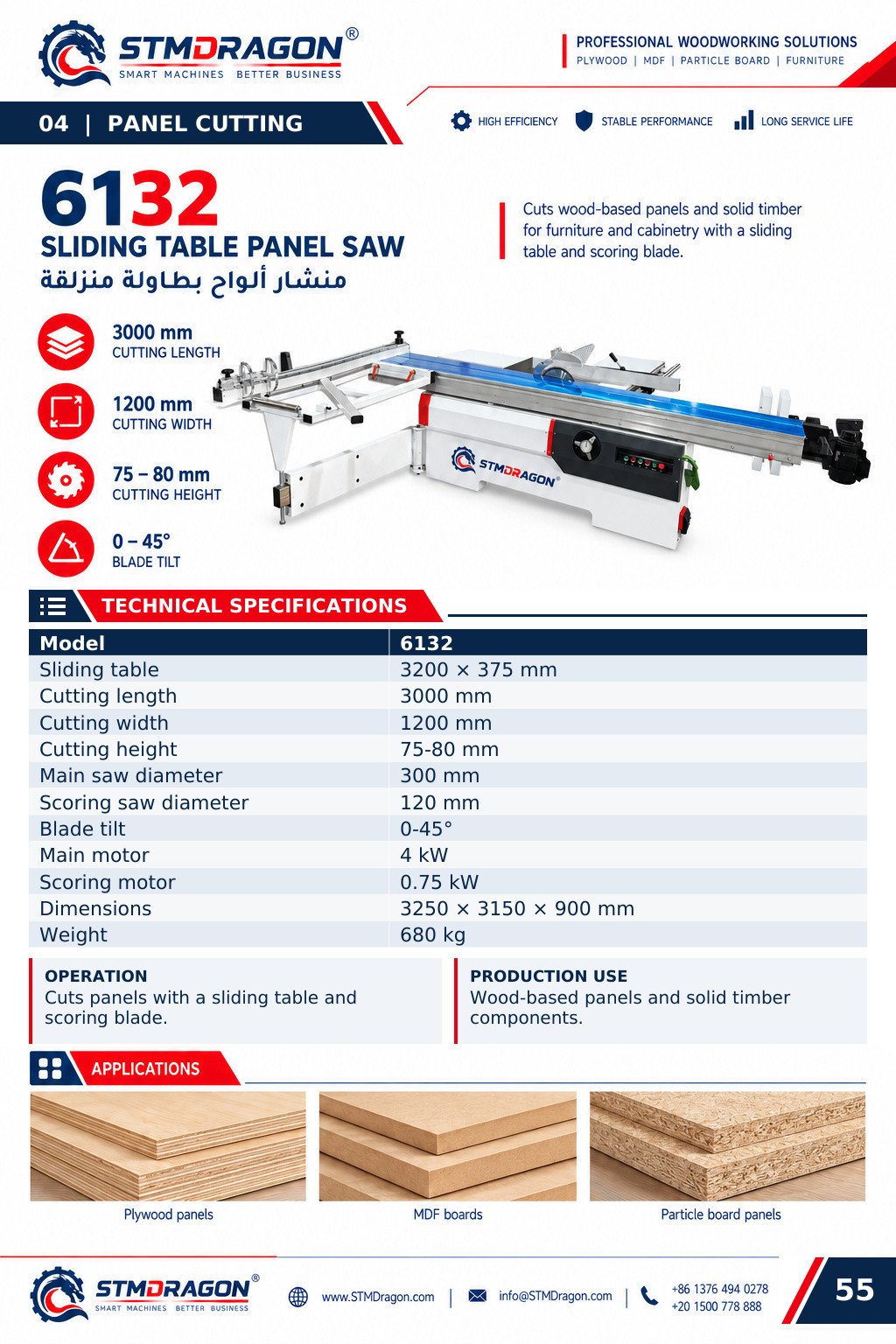 STMDRAGON 6132 Sliding Table Panel Saw
