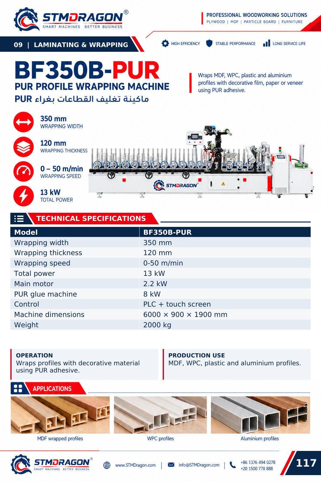 STMDRAGON BF350B-PUR PUR Profile Wrapping Machine