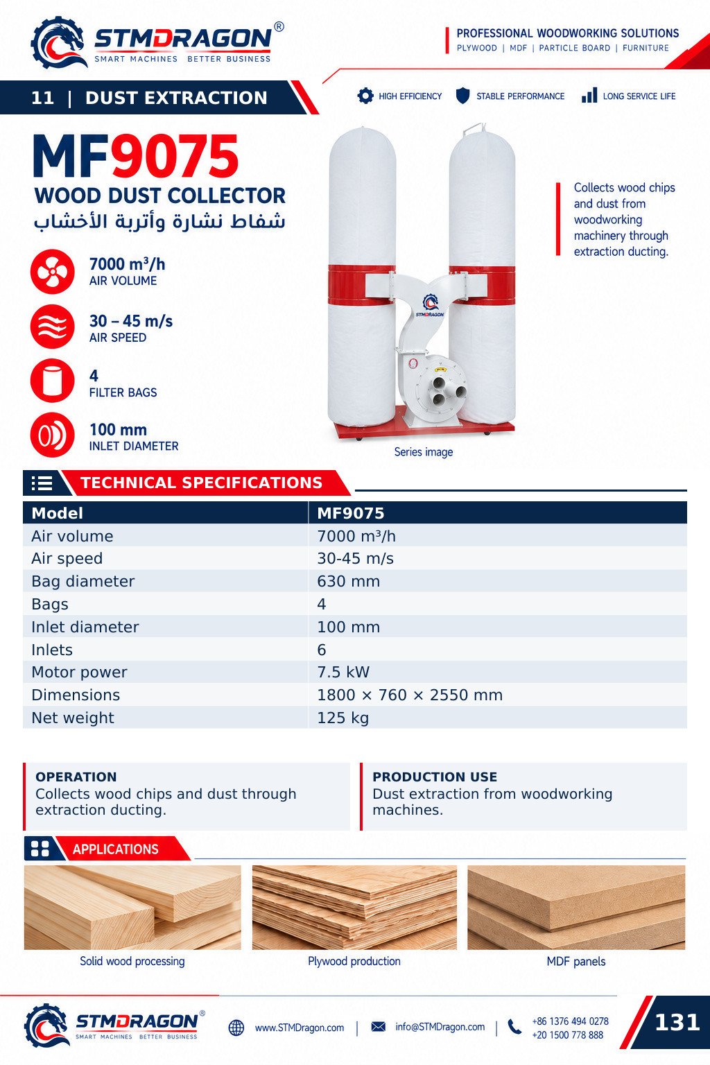 STMDRAGON MF9075 Wood Dust Collector